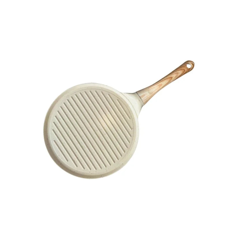 Beige Steak + Wood Grain Handle (Gas Model) Non-Stick
