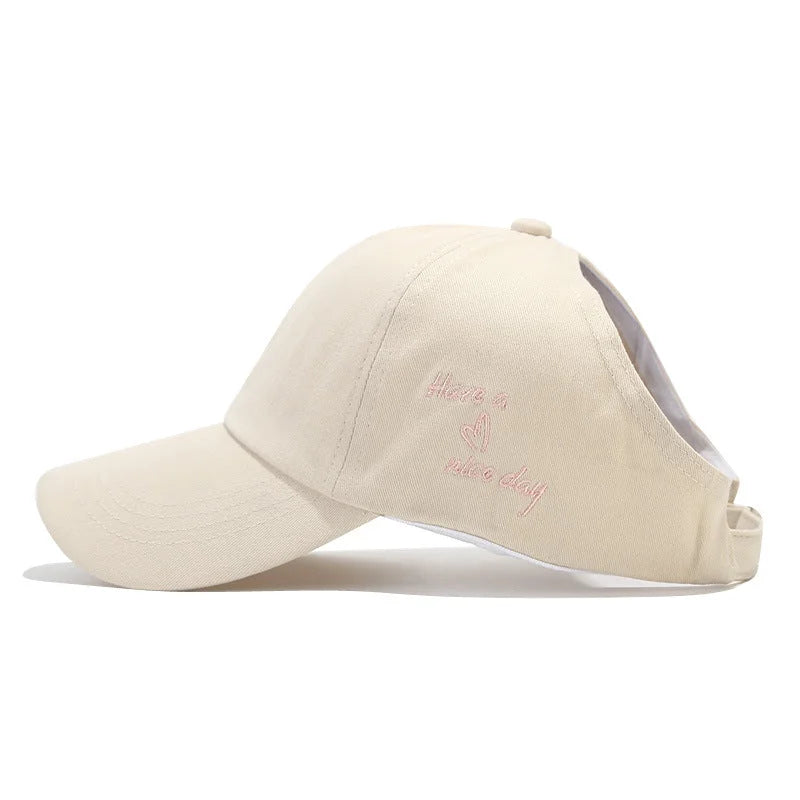 Beige Stylish Ponytail Opening Baseball Cap - Have a Nice