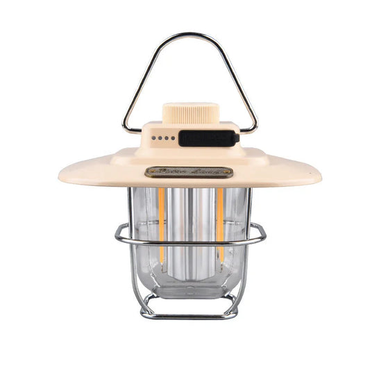 Beige Vintage LED Camping Lantern - Rechargeable Stepless