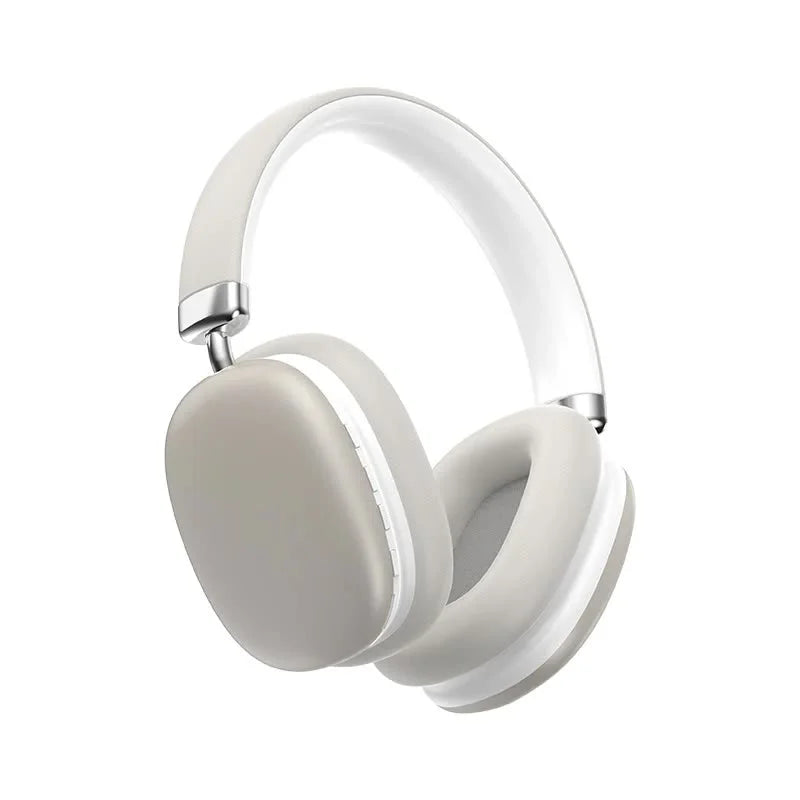 Beige Wireless Bluetooth Headphones - Over-Ear Deep Bass
