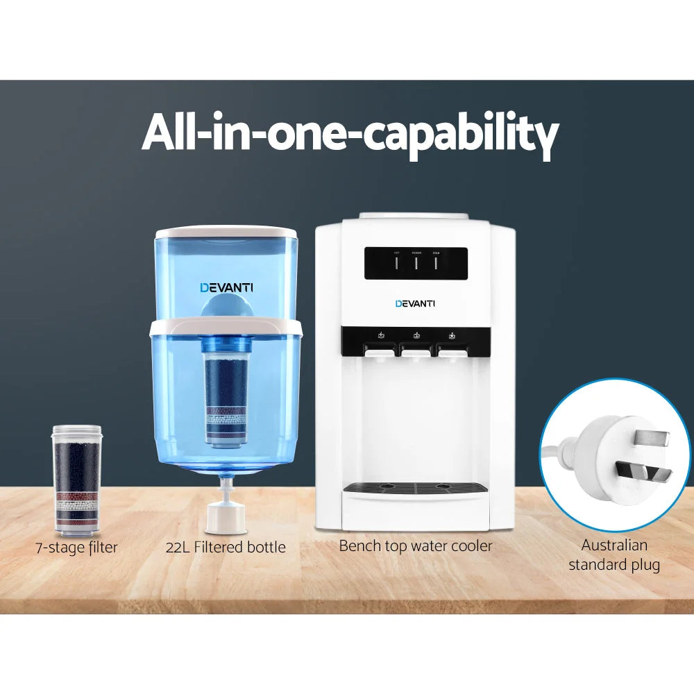 Bench Top Water Cooler Dispenser 22L Purifier Hot Cold Room
