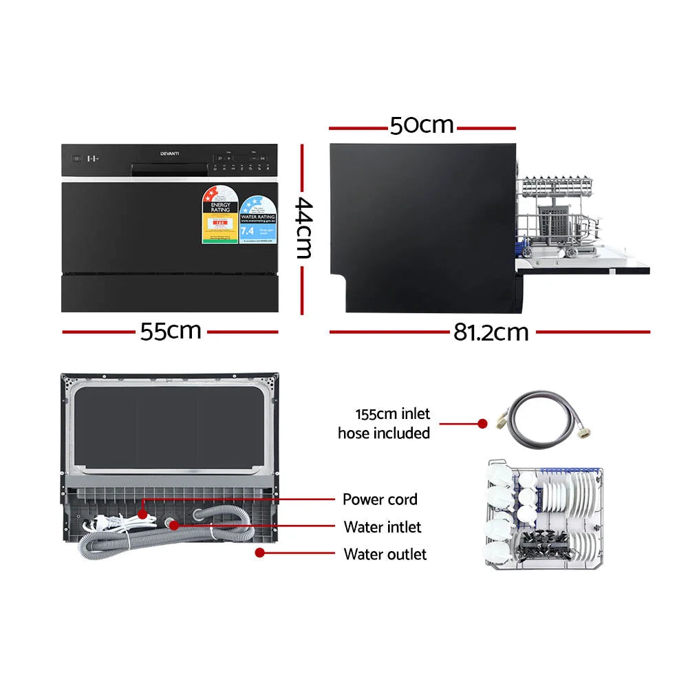 Benchtop Dishwasher 6 Place Setting Counter Bench Top Dish