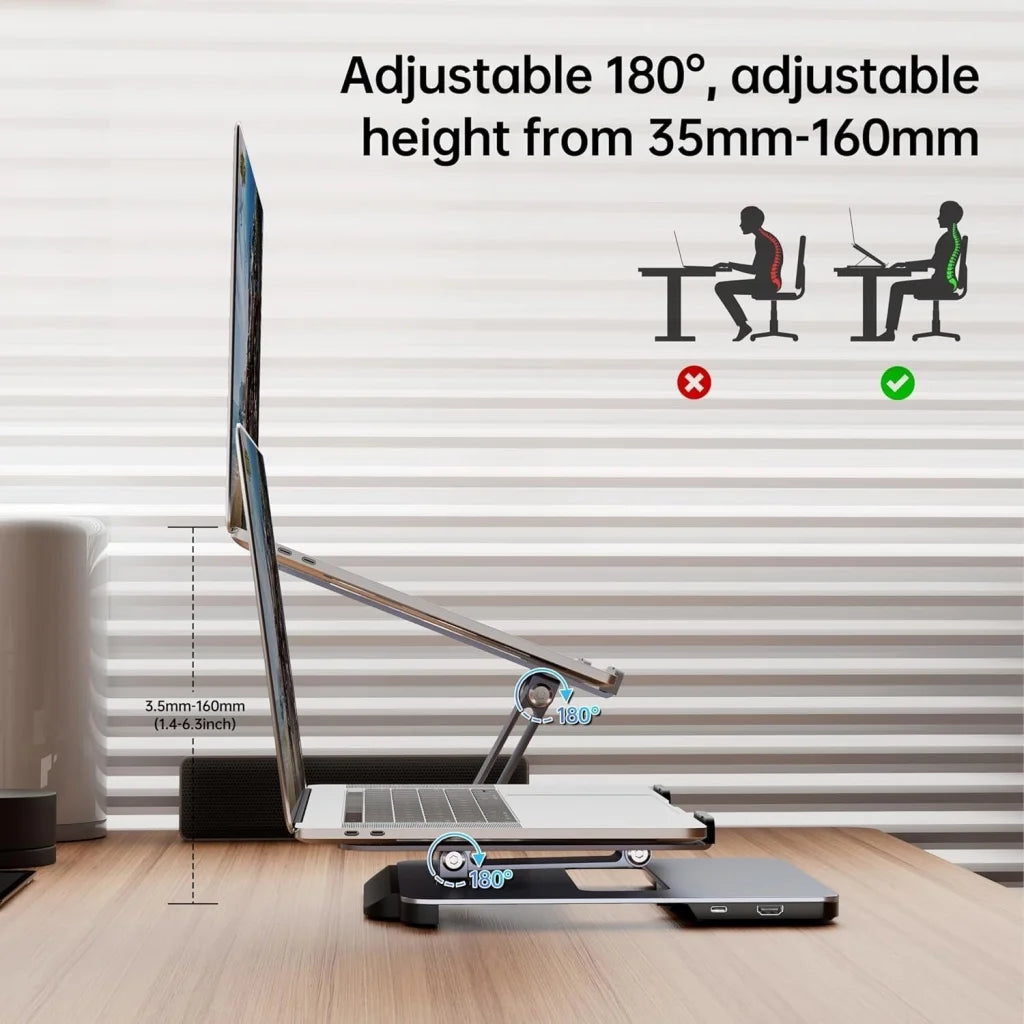 BENFEI 380GY Laptop Stand with USB C 6 in1 4K@60Hz HDMI 4 x