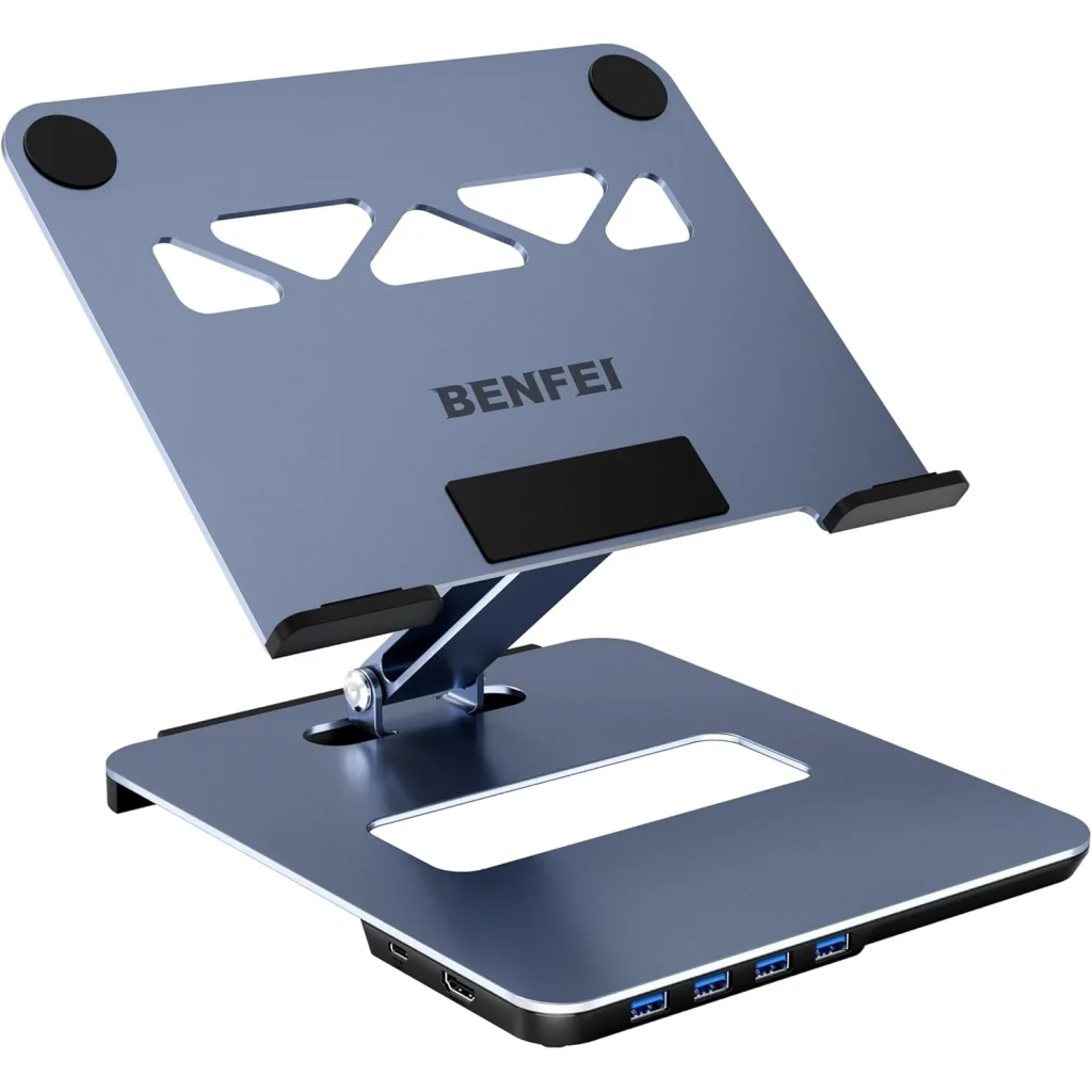 BENFEI 380GY Laptop Stand with USB C 6 in1 4K@60Hz HDMI 4 x
