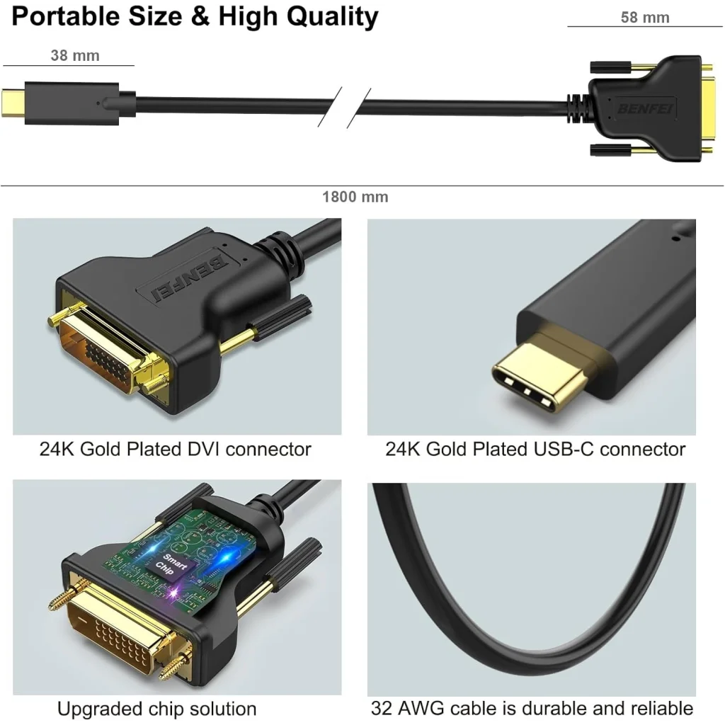 BENFEI USB C to DVI Cable 1.8m - Electronics > Computer