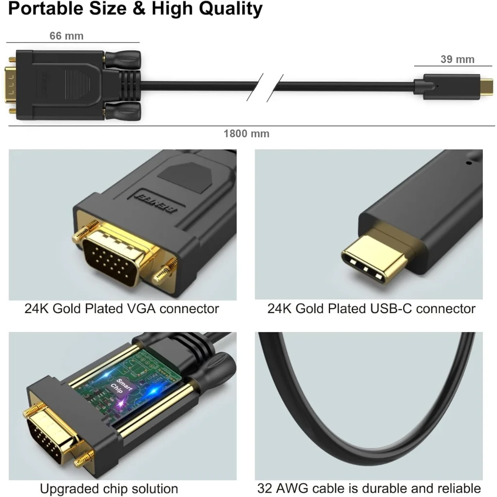 BENFEI USB C to VGA 1.8m (6 Feet) Cable - Electronics >