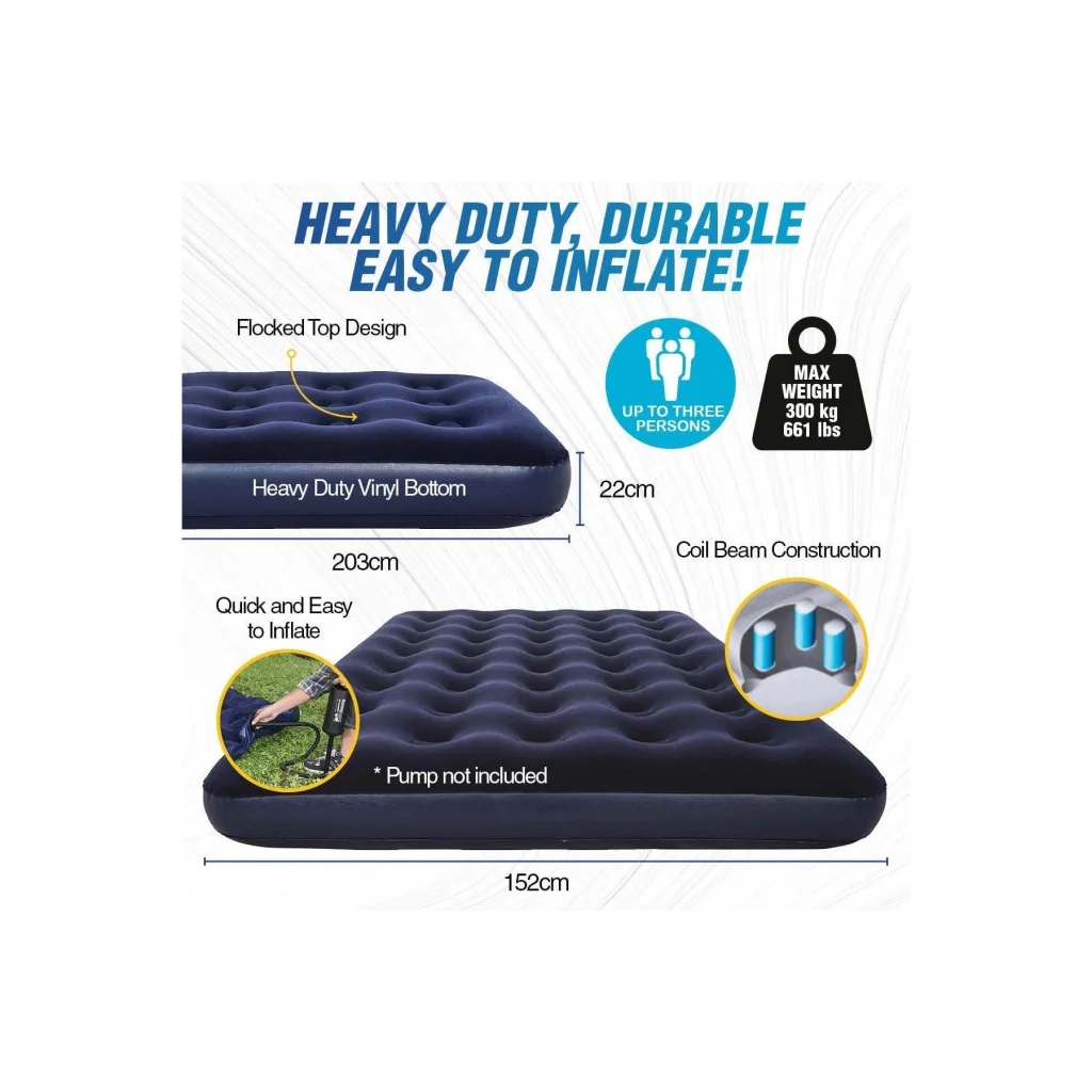 Bestway 2.03m x 1.52m x 22cm Air Mattress Queen Inflatable