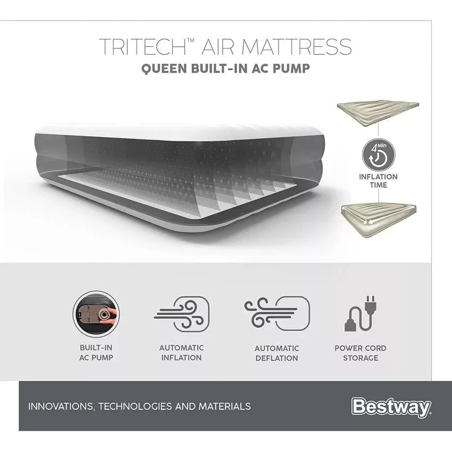 Bestway 2.03m x 1.52m x 46cm Tritech Air Mattress Queen