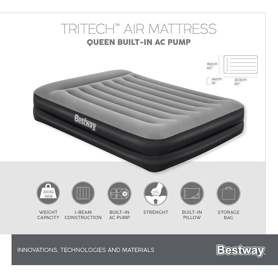 Bestway 2.03m x 1.52m x 46cm Tritech Air Mattress Queen