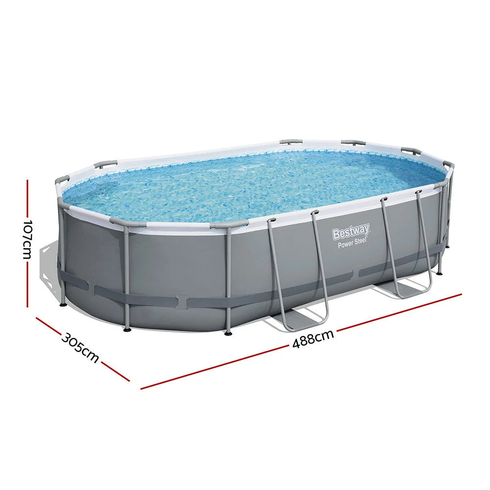 Bestway 488x305x107cm Swimming Pool Steel Frame Set w/ Pump