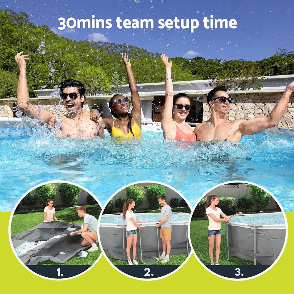Bestway 488x305x107cm Swimming Pool Steel Frame Set w/ Pump
