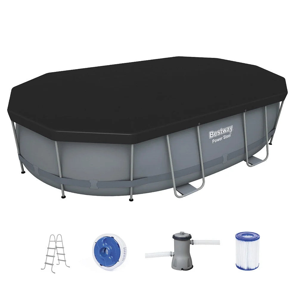 Bestway 488x305x107cm Swimming Pool Steel Frame Set w/ Pump