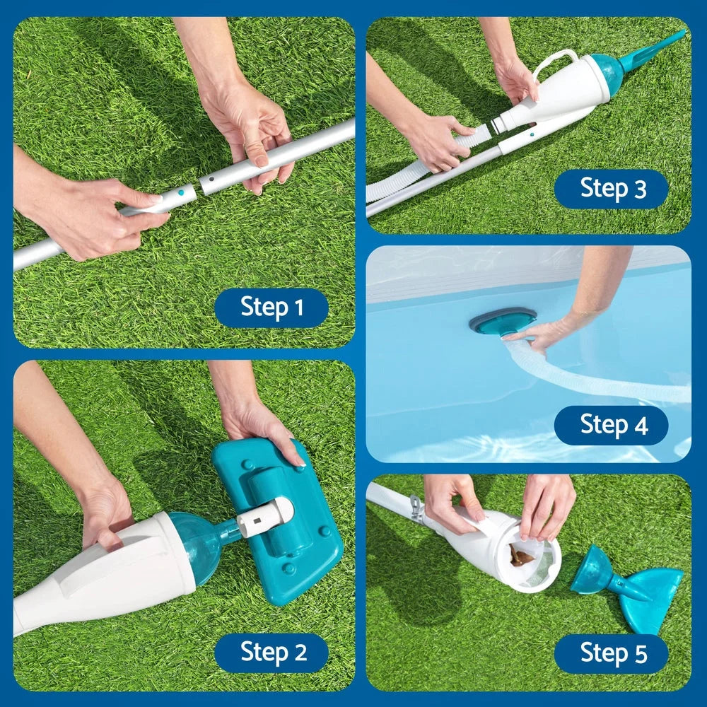 Bestway Pool Cleaner 2 Cleaning Heads Vacuum 6m Hose 1.9m
