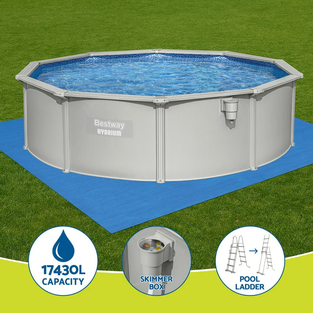 Bestway Swimming Pool Steel Frame Round Pool Set 457cm w/