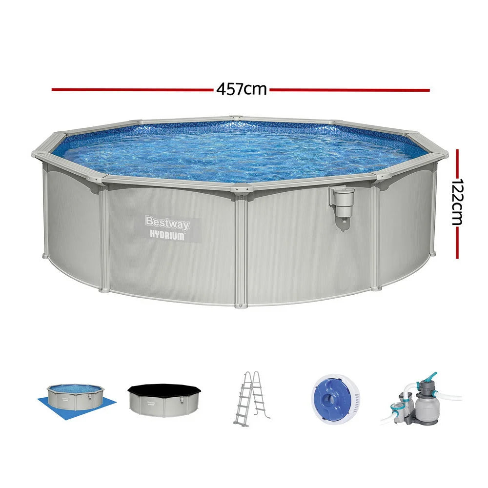 Bestway Swimming Pool Steel Frame Round Pool Set 457cm w/