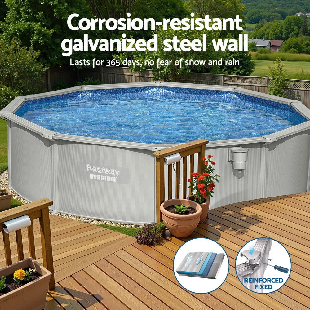 Bestway Swimming Pool Steel Frame Round Pool Set 457cm w/