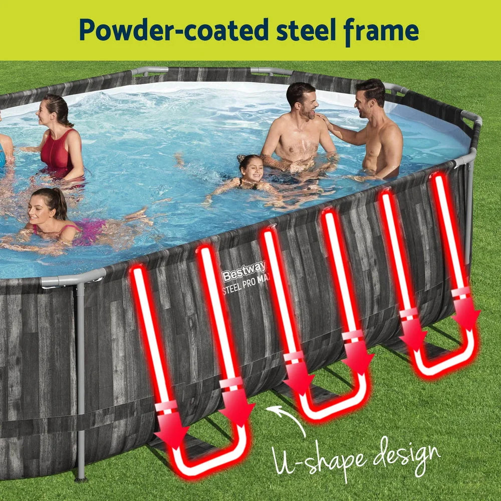 Bestway Swimming Pool Steel Frame Pool Set 6.1x3.66m w/