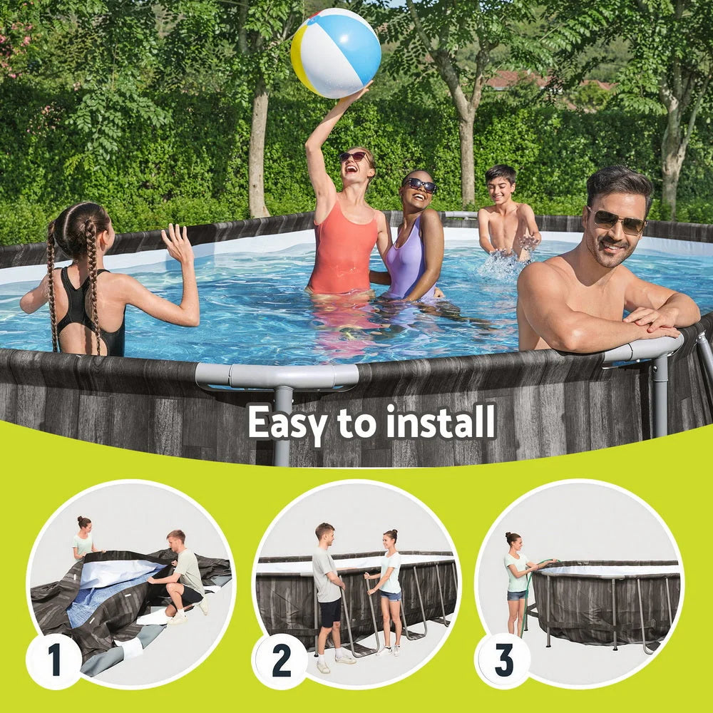 Bestway Swimming Pool Steel Frame Pool Set 6.1x3.66m w/