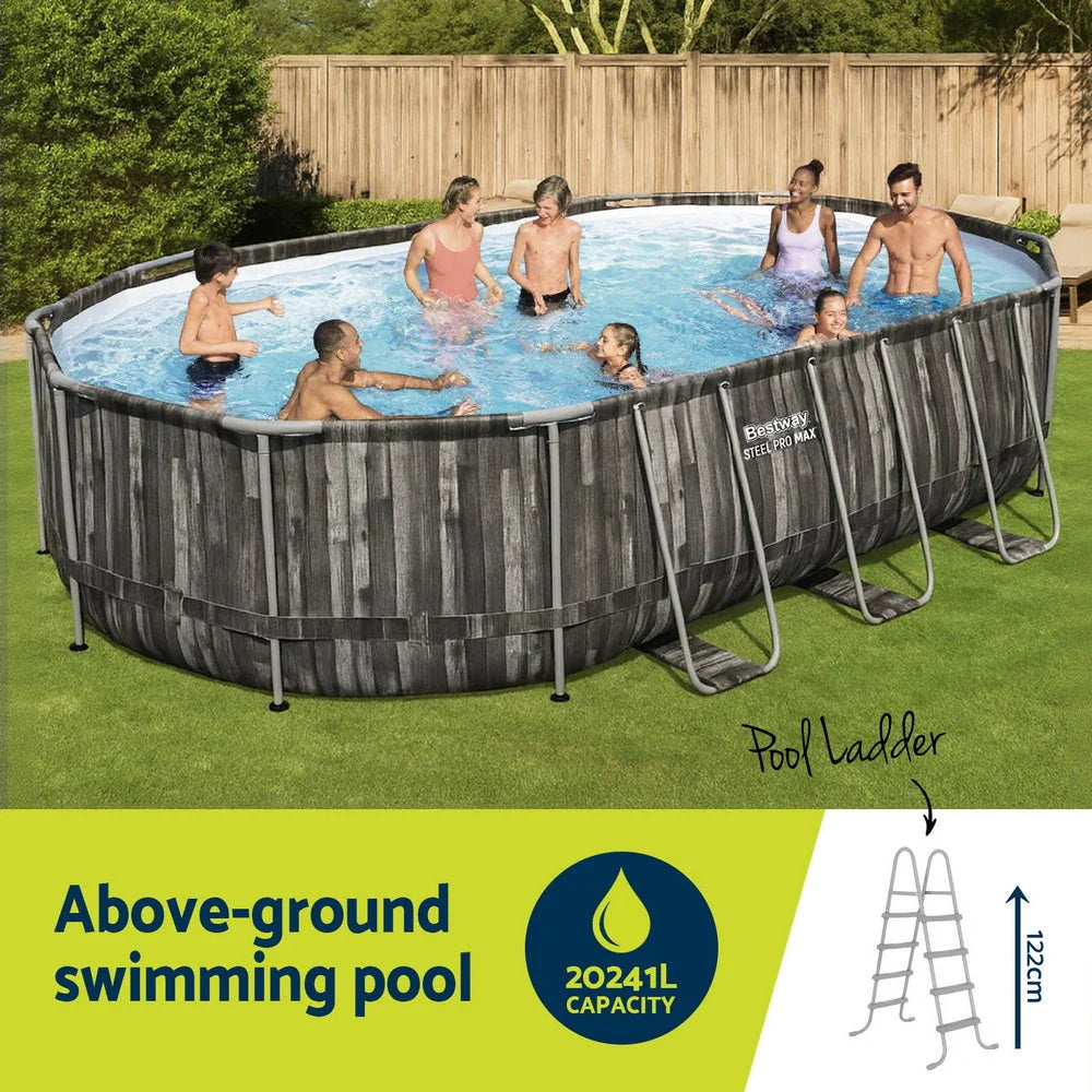 Bestway Swimming Pool Steel Frame Pool Set 6.1x3.66m w/