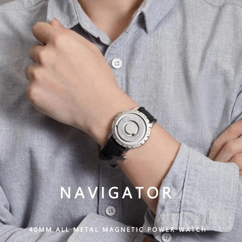 Bezel-free Magnetic Ball Watch - Men Design - Black