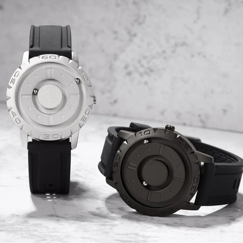 Bezel-free Magnetic Ball Watch - Men Design - Black Net