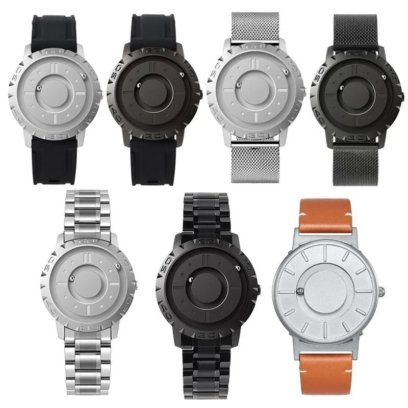 Bezel-free Magnetic Ball Watch - Men Design - Black Net