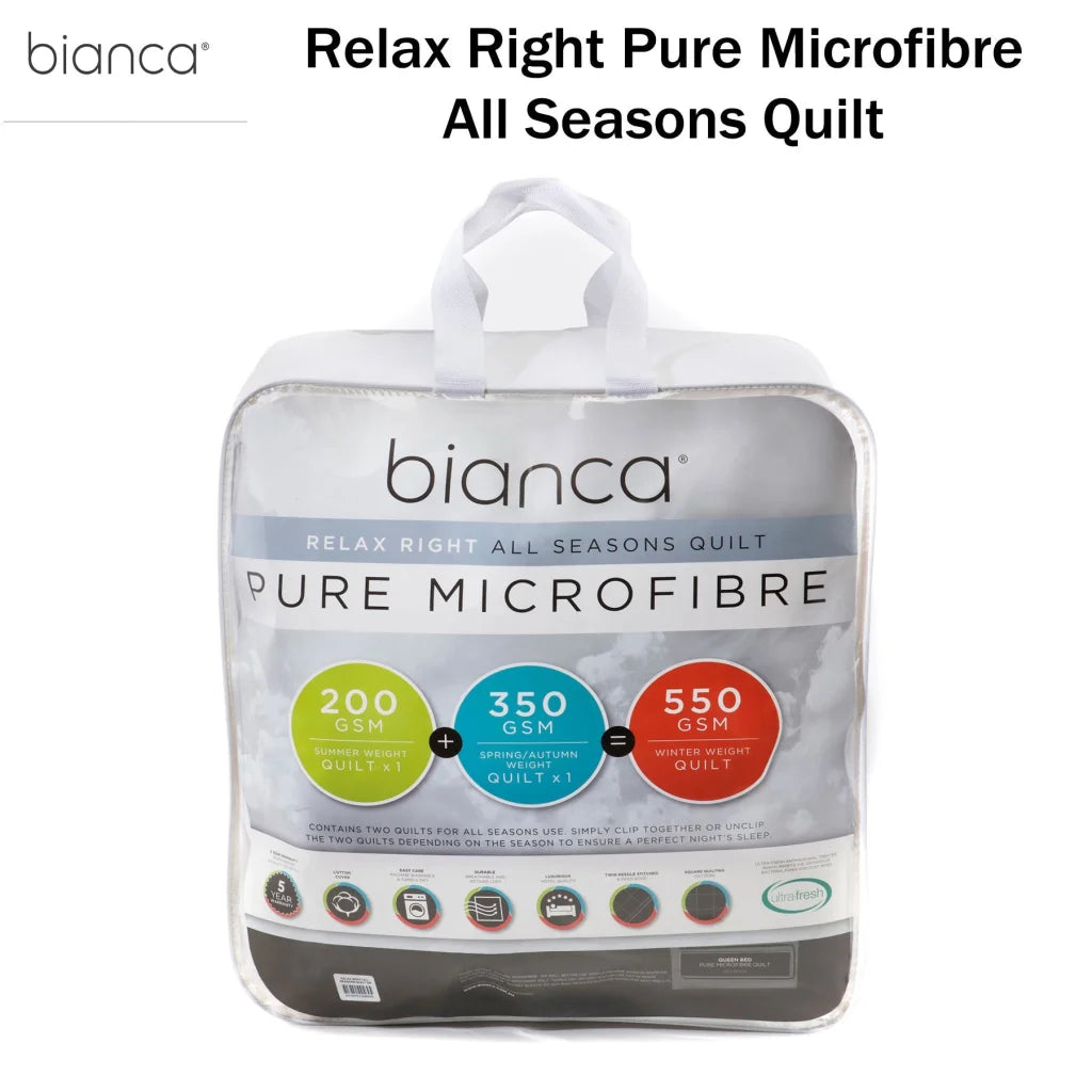 Bianca Pure Microfibre All Seasons Quilt Queen - Home &