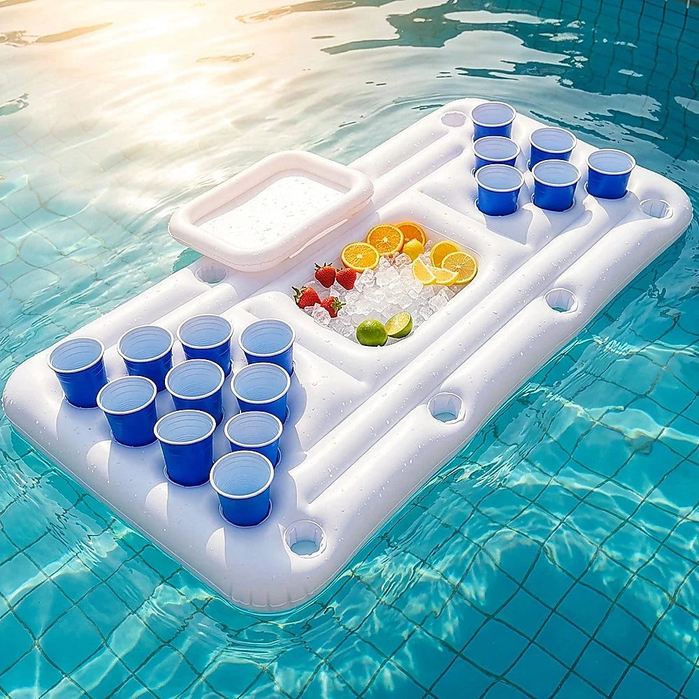 Big PVC Inflatable Beer Pong Raft Floating Pool Party Game