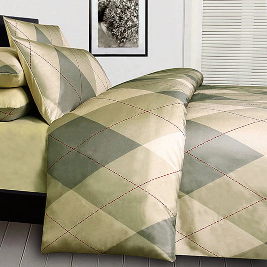 Big Sleep Argyles Beige Quilt Cover Set - Single - Home &