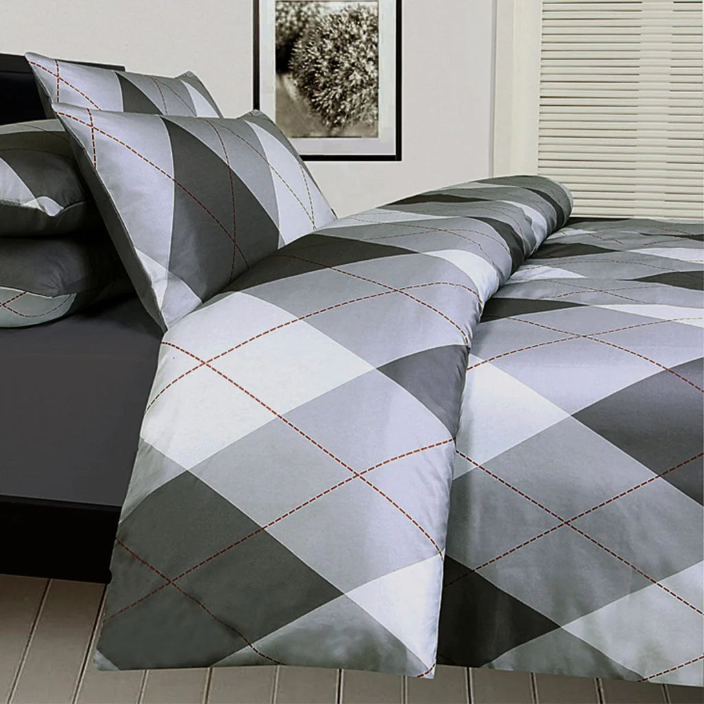 Big Sleep Argyles Black Quilt Cover Set - Single - Home &