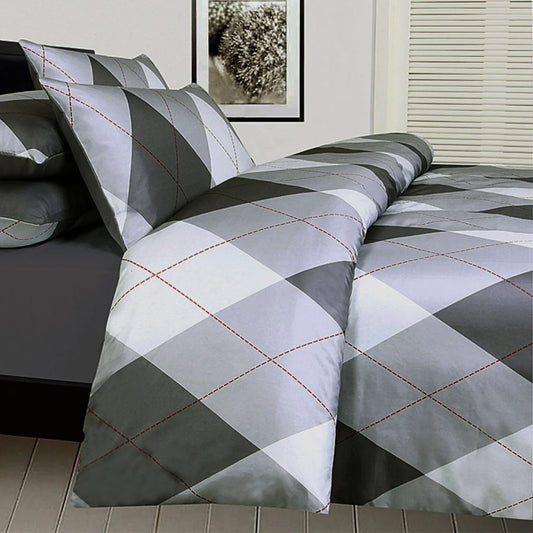 Big Sleep Argyles Black Quilt Cover Set - Single - Home &