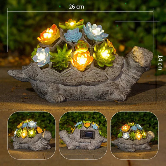 Big turtle Charming Solar-Powered Animal Garden Statue