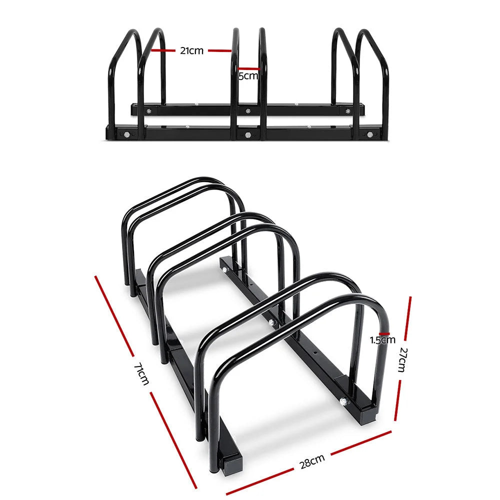 Bike Parking Rack 3 Slots Portable Instant Storage Black