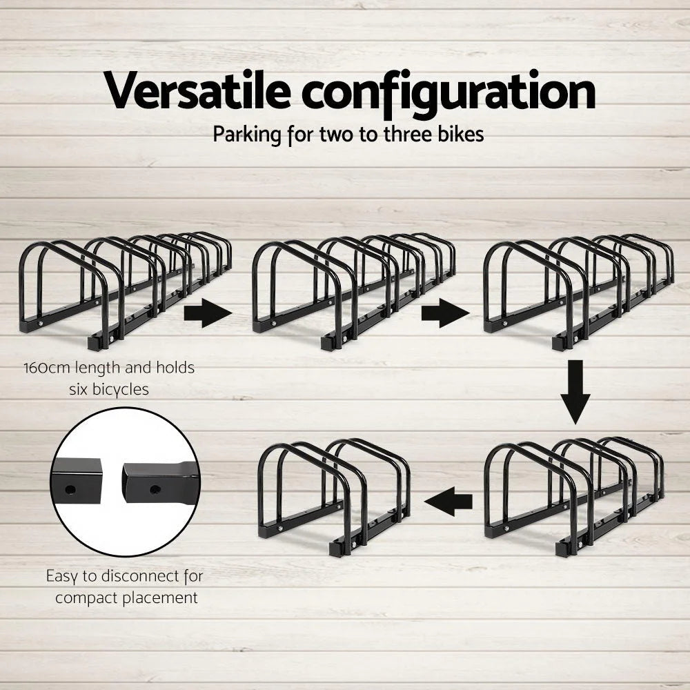 Bike Parking Rack 6 Slots Portable Instant Storage Black