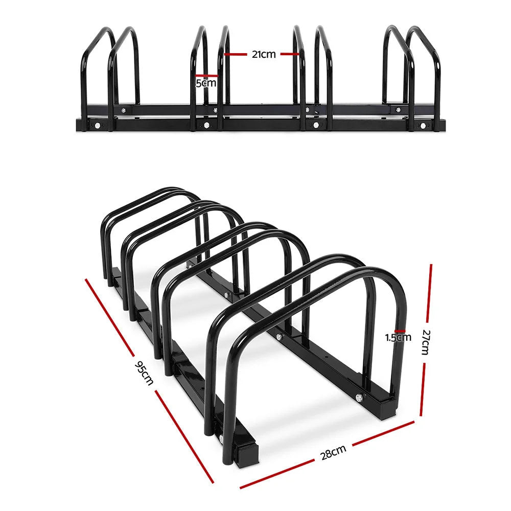 Bike Parking Rack Storage Stand - 4 Bicycle Instant Black