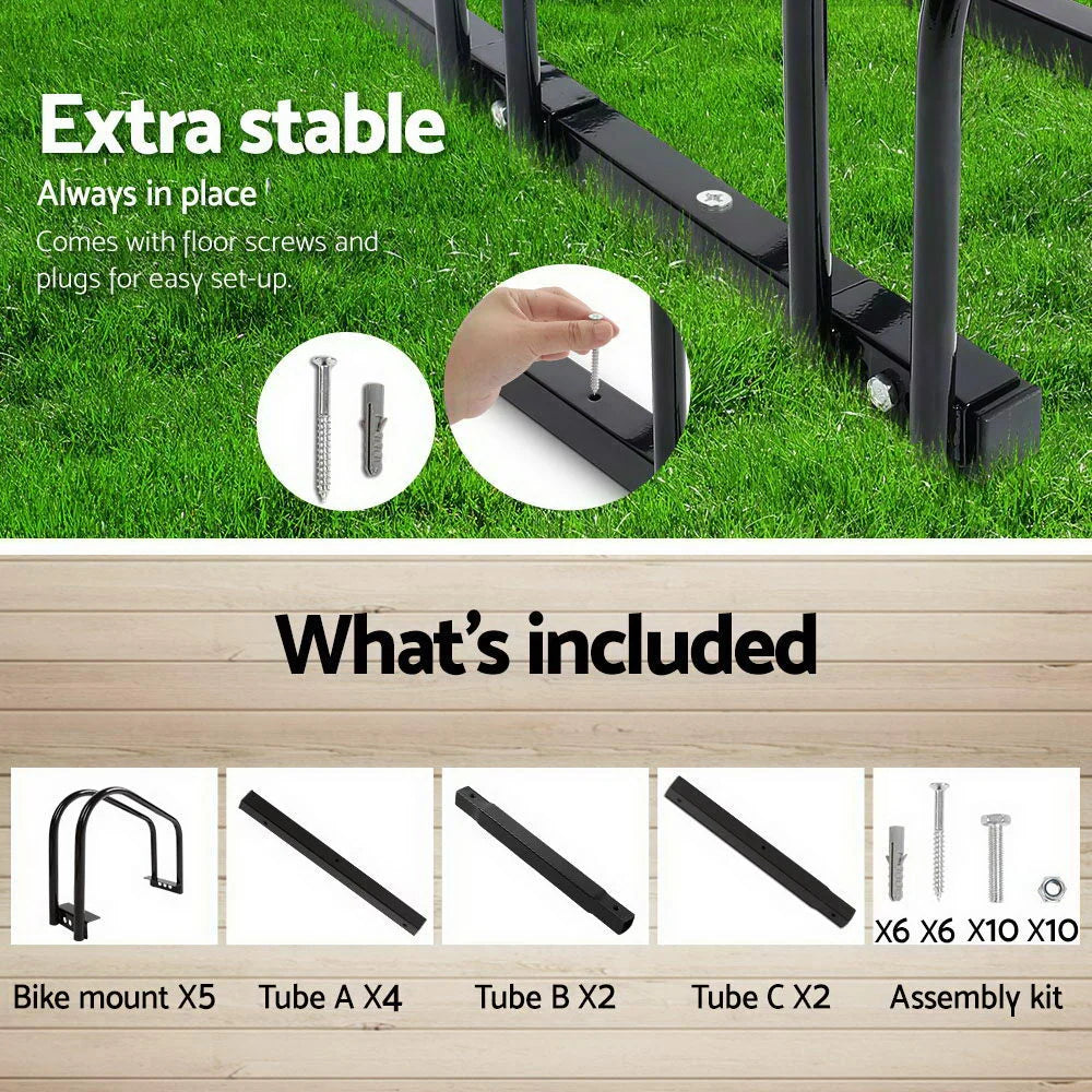 Bike Stand Rack 5 Bicycle Storage Floor Parking Holder