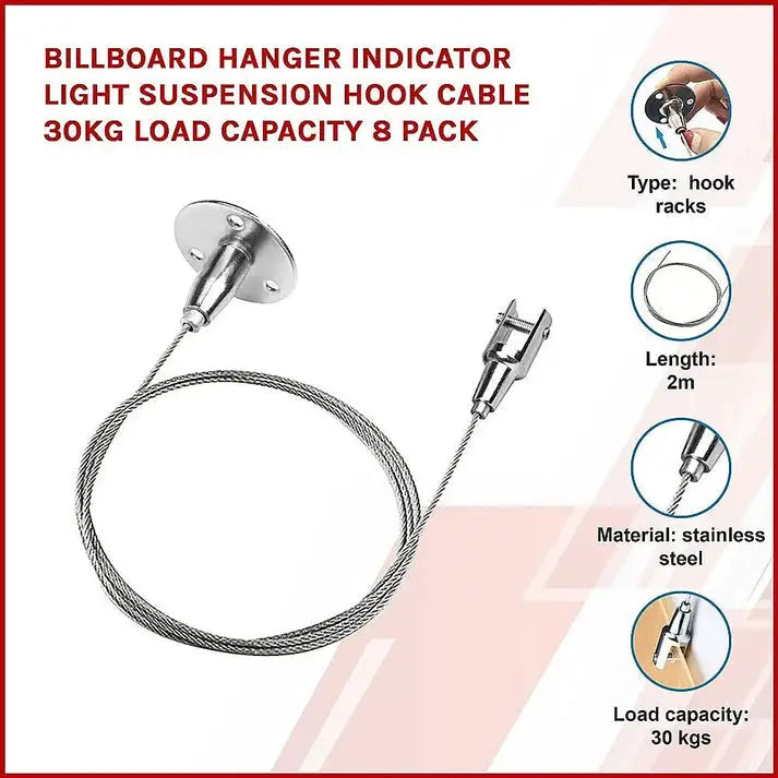 Billboard Hanger Indicator Light Suspension Hook Cable 30kg