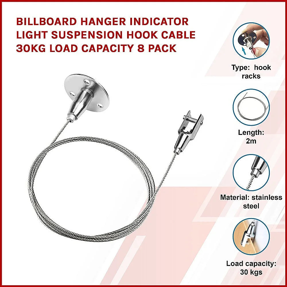 Billboard Hanger Indicator Light Suspension Hook Cable 30kg