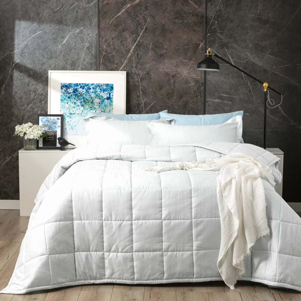 Binary Cotton Jacquard Comforter Set 500 TC White by Ddecor