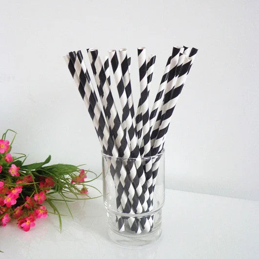 Biodegradable Eco Paper Drinking Straws 50 Pack - Black &