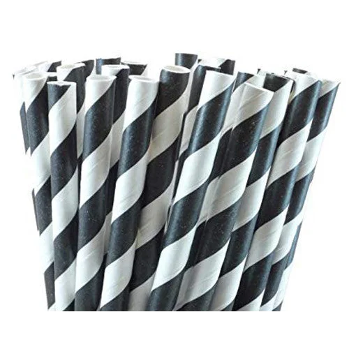 Biodegradable Eco Paper Drinking Straws 50 Pack - Black &