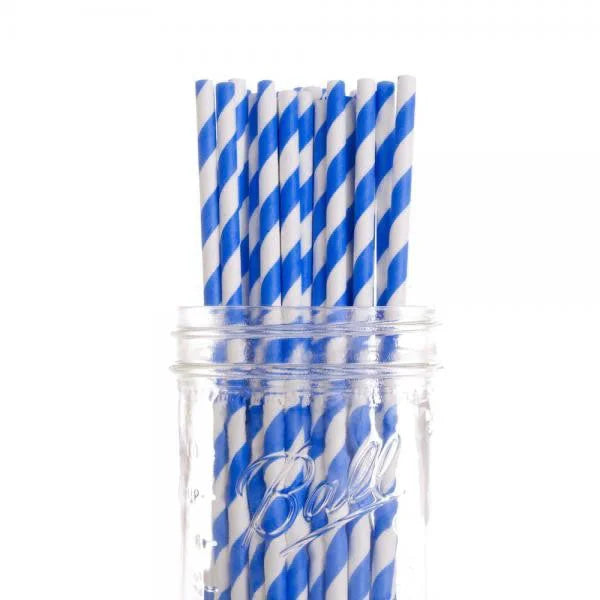 Biodegradable Eco Paper Drinking Straws 50 Pack - Blue &