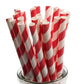 Biodegradable Eco Paper Drinking Straws 50 Pack - Red &