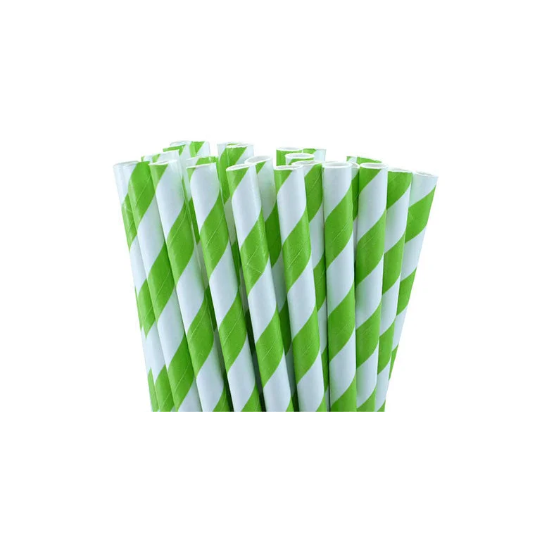 Biodegradable Paper Drinking Straws 1000 Pack - Green White