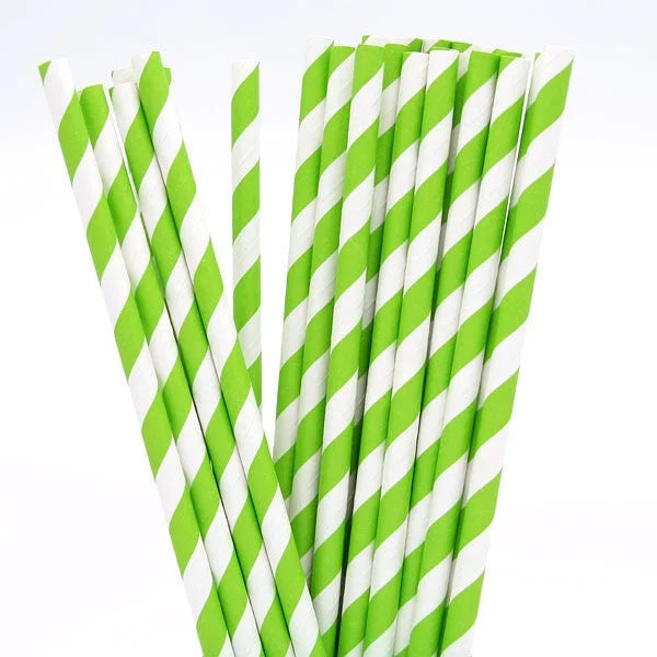 Biodegradable Paper Drinking Straws 200 Pack - Green White