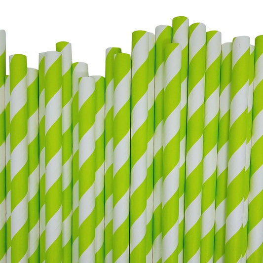 Biodegradable Paper Drinking Straws 200 Pack - Green White