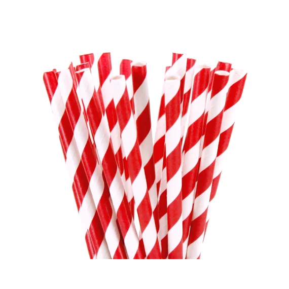 Biodegradable Paper Drinking Straws 200 Pack - Red White