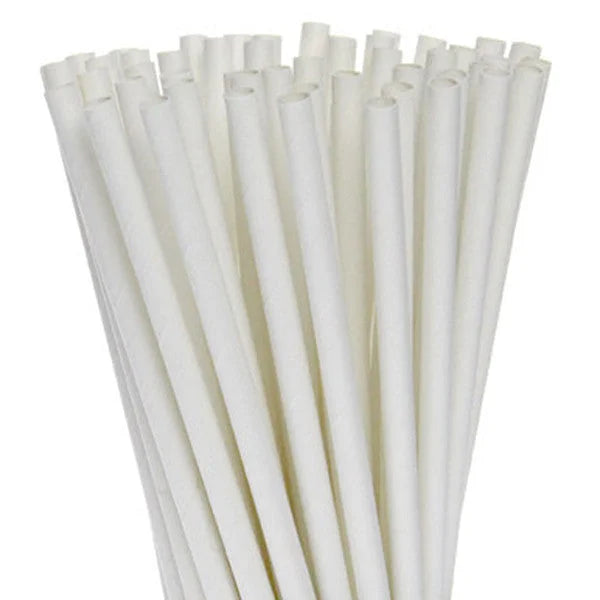 Biodegradable Paper Drinking Straws 200 Pack - White Eco