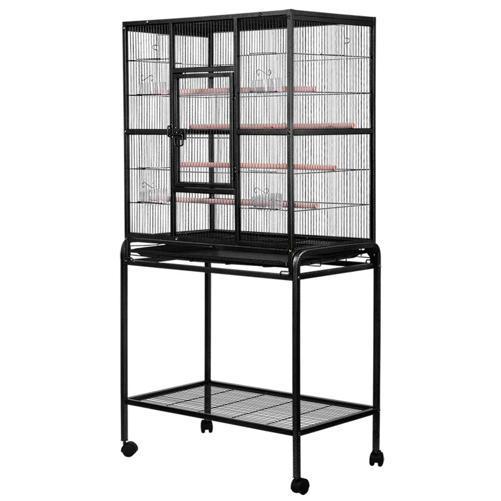 Black 144cm 160cm bird cage aviary with large travel stand budgie