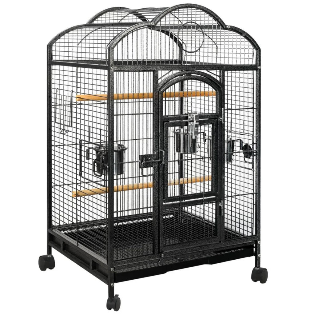 Bird Cage Budgie Parrot Aviary Carrier with Wheel - Pet Care